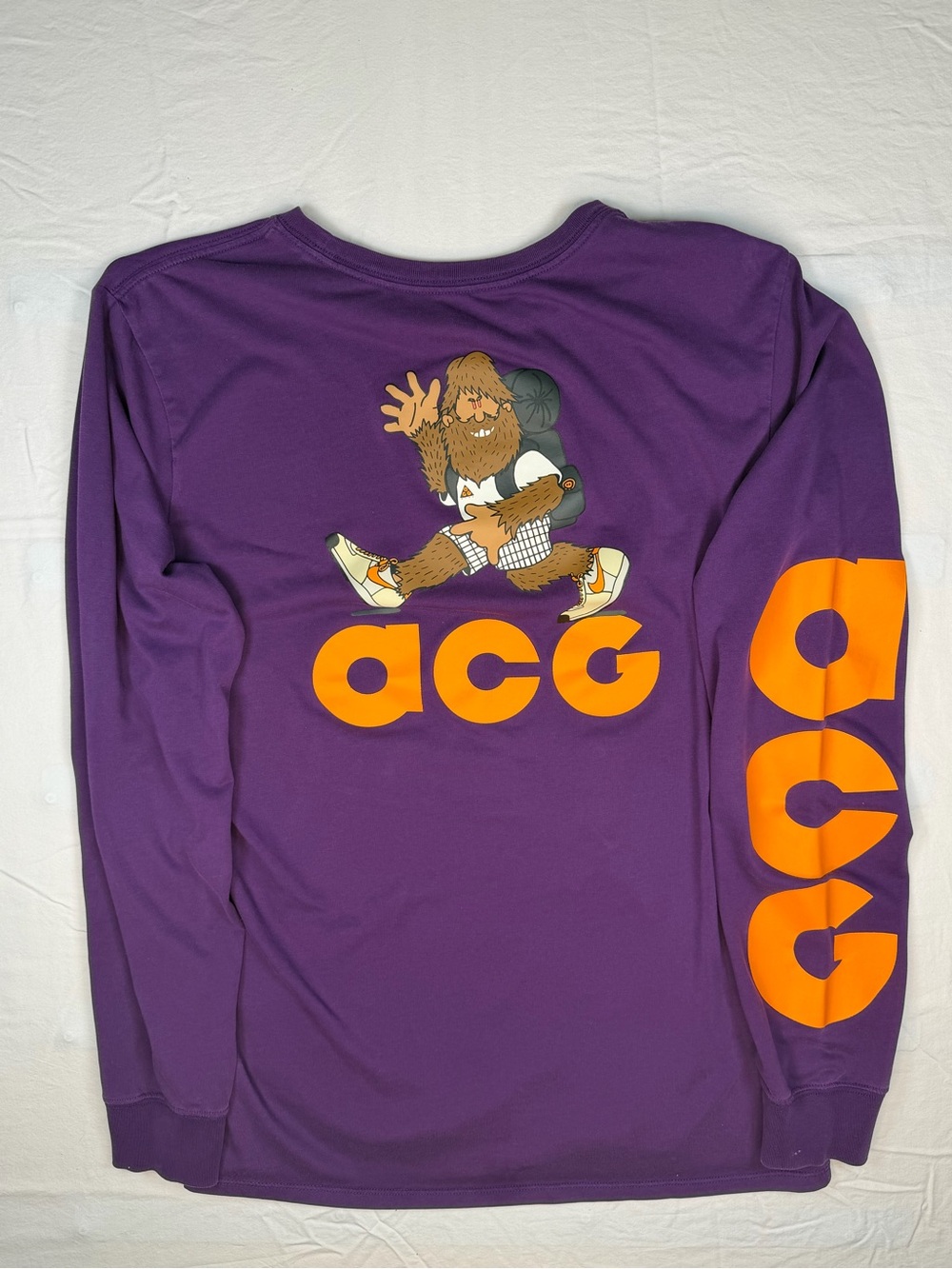 Nike ACG Long Sleeve Graphic T-Shirt Purple Orange Size Small Outdoor Trail Tee